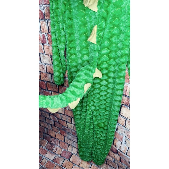 Briefly Stated Unisex T-Rex Dinosaur Green Soft Hooded Half Zip Union Suit Small - Picture 6 of 6